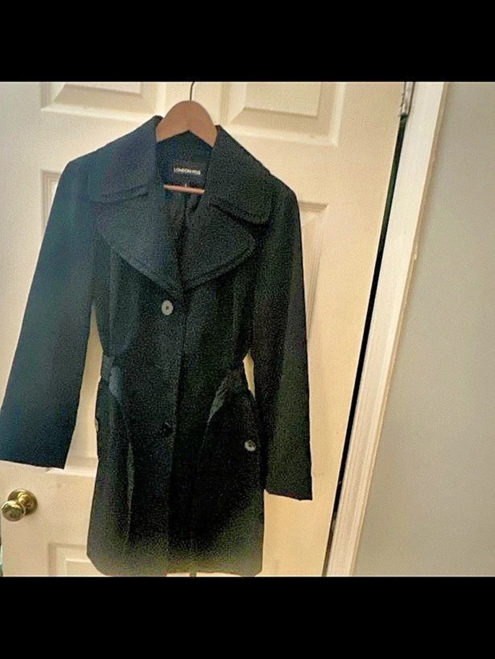 London Fog Black Trench Coat Size Small